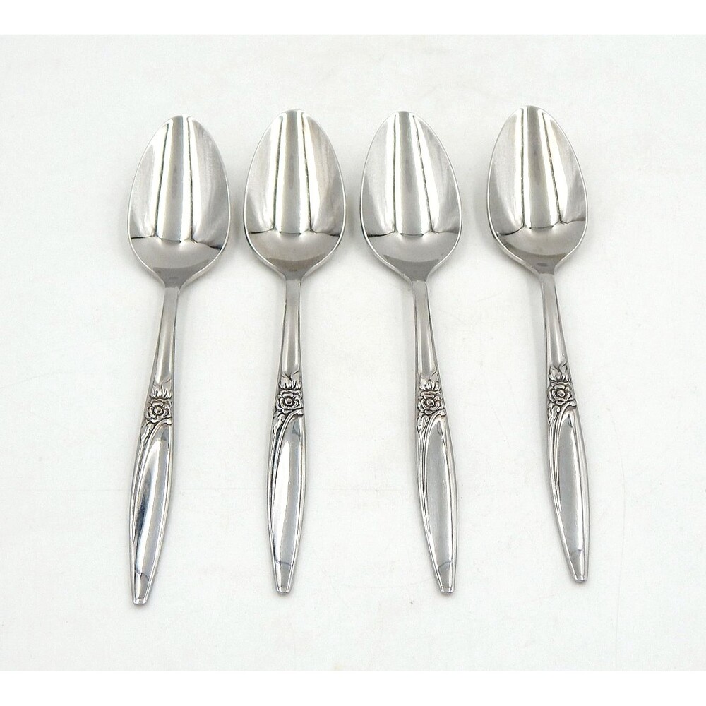 Oneida 1881 Rogers Lasting Rose Teaspoons Stainless Flatware Lot of 4